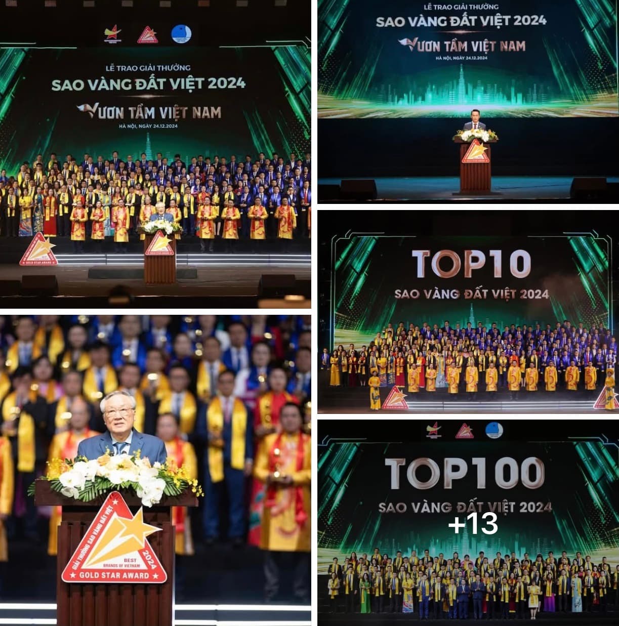 LỄ TRAO GIẢI THƯỞNG SAO VÀNG ĐẤT VIỆT TÔN VINH TOP10/ TOP100/ TOP200 THƯƠNG HIỆU VIỆT NAM TIÊU BIỂU 2024
