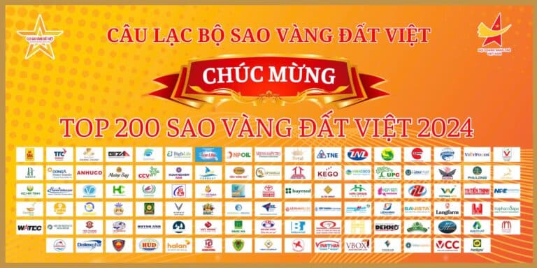CLB SAO VÀNG ĐẤT VIỆT TRÂN TRỌNG CHÚC MỪNG TOP200 DOANH NGHIỆP SAO VÀNG ĐẤT VIỆT 2024