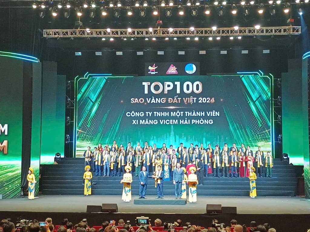 XI MĂNG VICEM HẢI PHÒNG ĐẠT GIẢI THƯỞNG TOP 100 SAO VÀNG ĐẤT VIỆT 2024